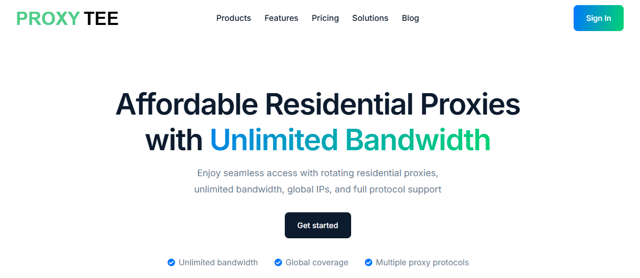 ProxyTee Unlimited Bandwidth Residential Proxies